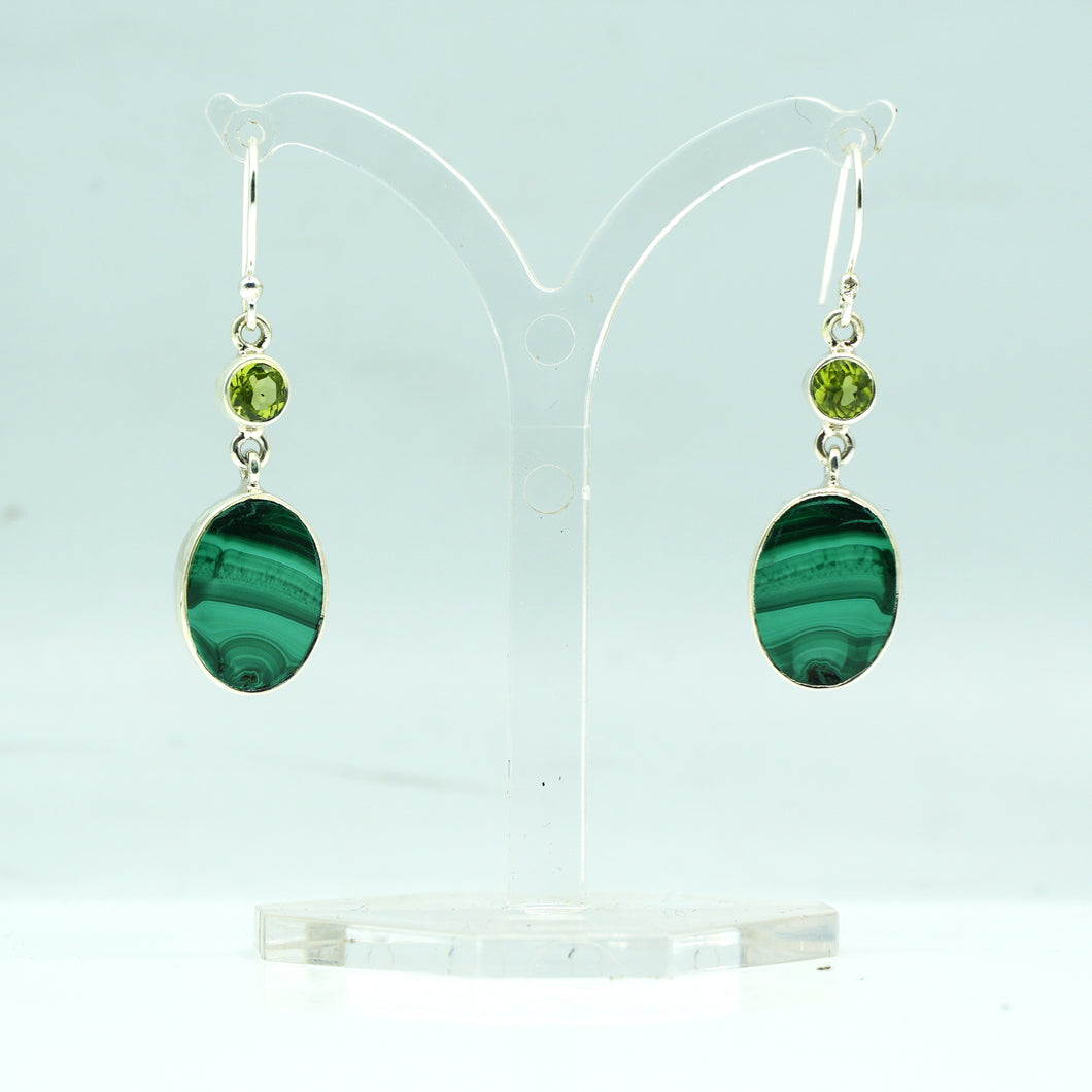 Malachite and peridot earrings 925 Silver