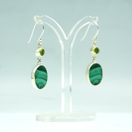 Malachite and peridot earrings 925 Silver