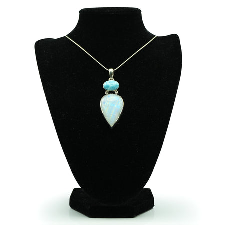 Larimar and Moonstone Pendant in 925 Silver