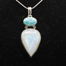 Load image into Gallery viewer, Larimar and Moonstone Pendant in 925 Silver
