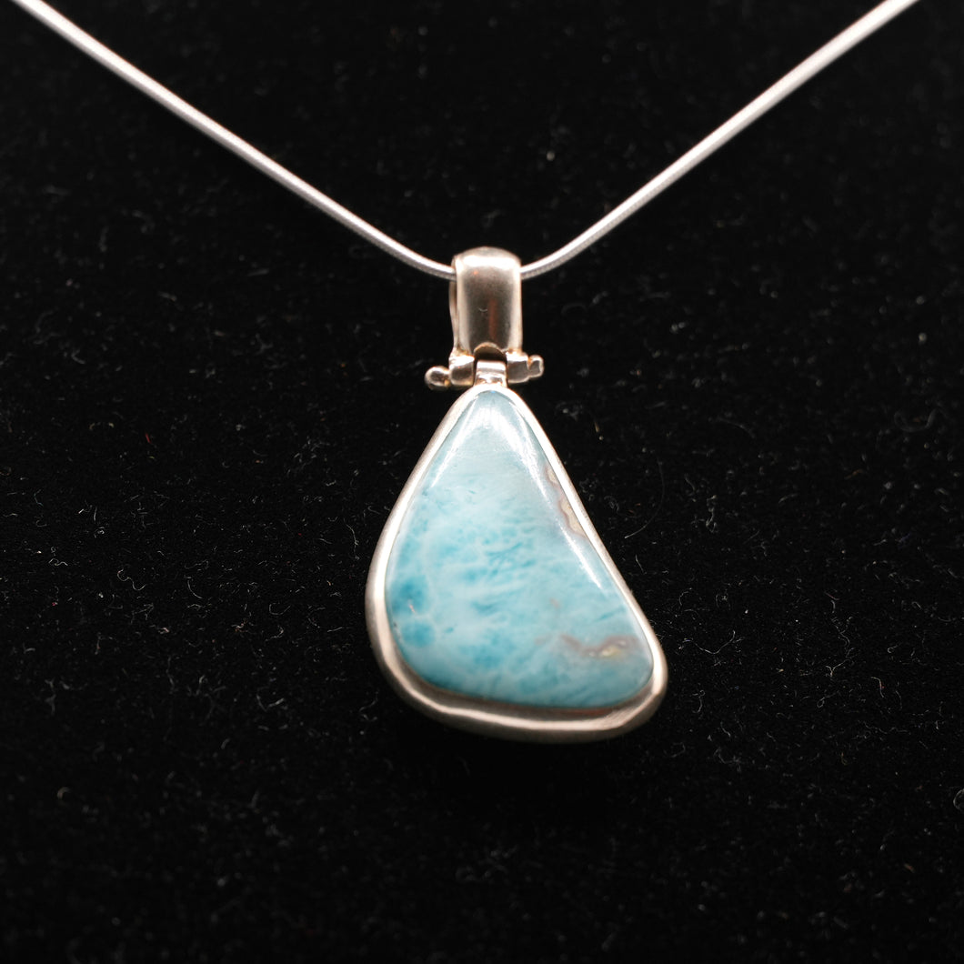 Double sided Larimar Pendant in 925 Silver