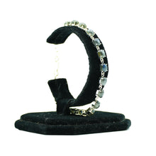Load image into Gallery viewer, Labradorite Silver Bracelet set with cabochon-cut gemstones in Prong Settings
