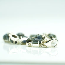 Load image into Gallery viewer, Labradorite Silver Bracelet set with cabochon-cut gemstones in Prong Settings
