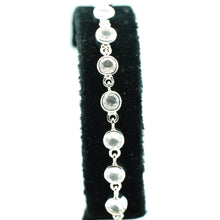 Load image into Gallery viewer, Quartz Silver Bracelet set with cabochon-cut gemstones in Prong Settings
