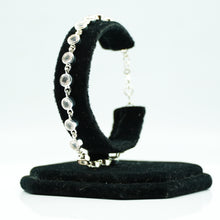 Load image into Gallery viewer, Quartz Silver Bracelet set with cabochon-cut gemstones in Prong Settings
