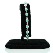 Load image into Gallery viewer, Larimar Silver Bracelet set with cabochon-cut gemstones in Prong Settings
