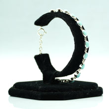 Load image into Gallery viewer, Larimar Silver Bracelet set with cabochon-cut gemstones in Prong Settings
