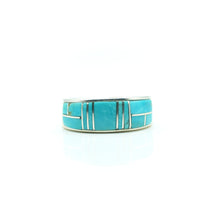 Load image into Gallery viewer, Zuni, Sterling Silver Mosaic Inlay Turquoise Ring
