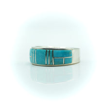 Load image into Gallery viewer, Zuni, Sterling Silver Mosaic Inlay Turquoise Ring
