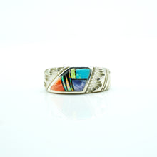 Load image into Gallery viewer, Zuni Mosaic Inlay in sterling silver.
