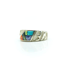 Load image into Gallery viewer, Zuni Mosaic Inlay in sterling silver.
