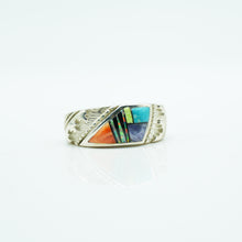 Load image into Gallery viewer, Zuni Mosaic Inlay in sterling silver.

