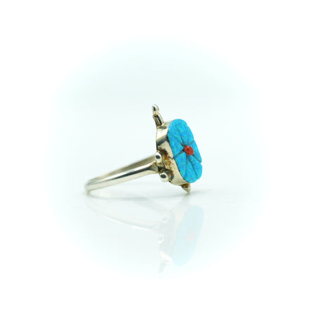 Navajo Opal and Coral Ring in sterling silver
