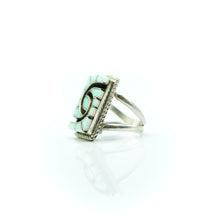 Load image into Gallery viewer, Zuni Channel Inlay Synthesized Opal Ring in Sterling Silver
