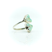 Load image into Gallery viewer, Zuni Channel Inlay Synthesized Opal Ring in Sterling Silver
