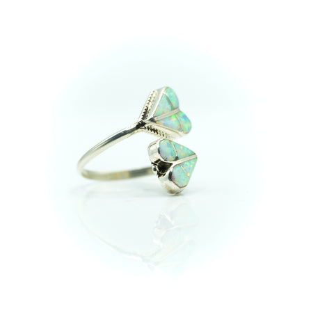 Zuni Channel Inlay Synthesized Opal Ring in Sterling Silver