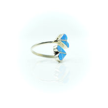 Load image into Gallery viewer, Zuni Channel Inlay Synthesized Opal Ring in Sterling Silver
