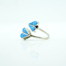 Load image into Gallery viewer, Zuni Channel Inlay Synthesized Opal Ring in Sterling Silver
