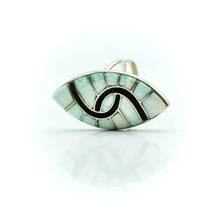 Load image into Gallery viewer, Zuni Channel Inlay Synthesized Opal Ring in Sterling Silver
