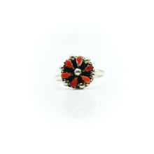 Load image into Gallery viewer, Navajo Coral Flower Ring in Sterling Silver
