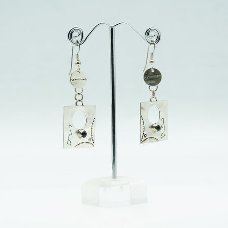 Zuni Kokopelli Earrings With Black Onyx in Sterling Silver