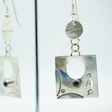 Load image into Gallery viewer, Zuni Kokopelli Earrings With Black Onyx in Sterling Silver
