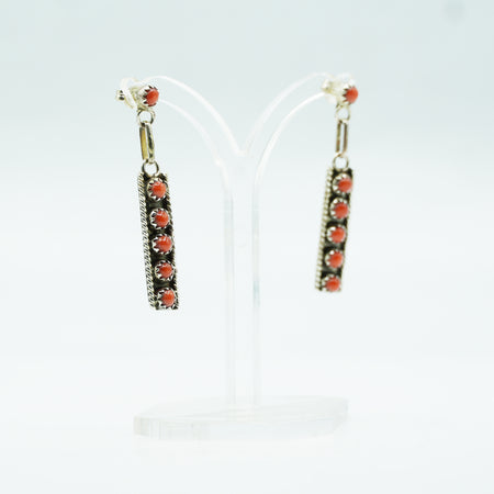 Zuni Coral earrings in 925 Silver