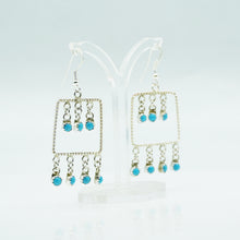 Load image into Gallery viewer, Zuni Hanging Turquoise Earrings – Sterling Silver
