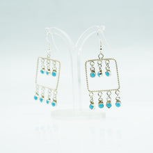 Load image into Gallery viewer, Zuni Hanging Turquoise Earrings – Sterling Silver
