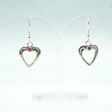 Load image into Gallery viewer, Zuni Sterling Silver Heart Earrings with Coral
