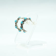 Load image into Gallery viewer, Zuni Sterling Silver Turquoise Hoop Earrings
