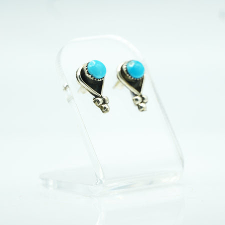 Zuni Sterling Silver & Turquoise Stud Earrings