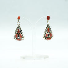 Load image into Gallery viewer, Zuni Sterling Silver Coral Drop Earrings
