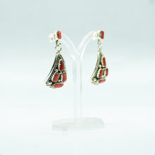 Load image into Gallery viewer, Zuni Sterling Silver Coral Drop Earrings
