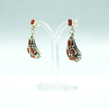 Load image into Gallery viewer, Zuni Sterling Silver Coral Drop Earrings
