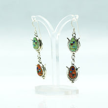 Load image into Gallery viewer, Zuni Sterling Silver Multi-Stone Mosaic Inlay Dangle Earrings
