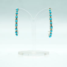 Load image into Gallery viewer, Zuni Sterling Silver Petit Point Turquoise Hoop Earrings
