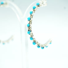 Load image into Gallery viewer, Zuni Sterling Silver Petit Point Turquoise Hoop Earrings
