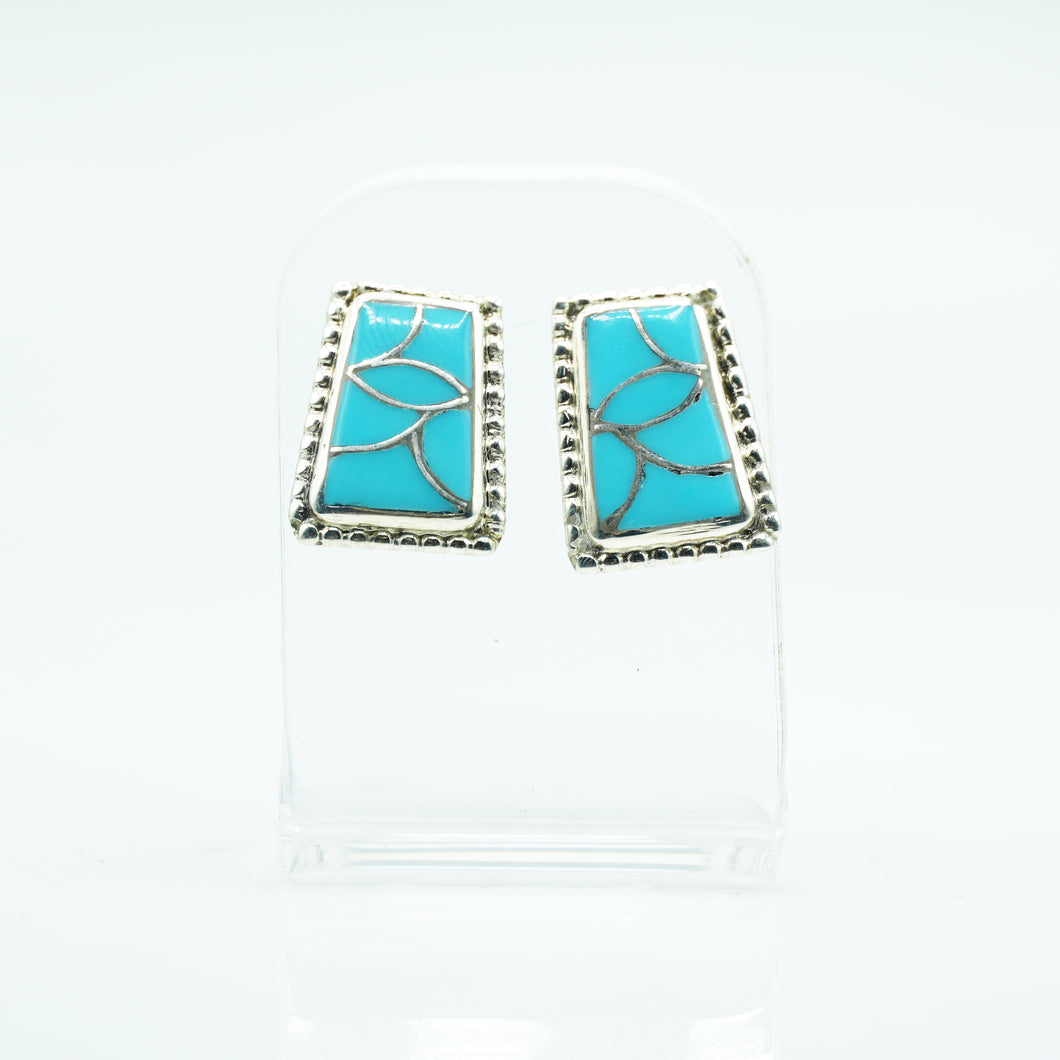 Zuni Sterling Silver & Turquoise Inlay Earrings