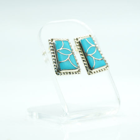 Zuni Sterling Silver &amp; Turquoise Inlay Earrings