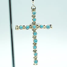 Load image into Gallery viewer, Zuni Sterling Silver &amp; Turquoise Cross Dangle Earrings
