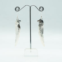 Load image into Gallery viewer, Sterling Silver Carved Bird Dangle Earrings
