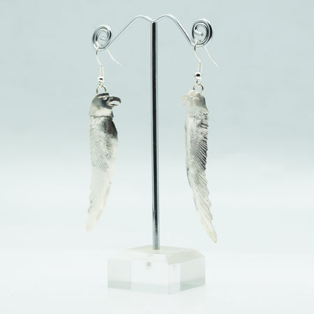 Sterling Silver Carved Bird Dangle Earrings