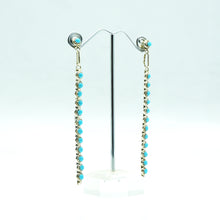 Load image into Gallery viewer, Zuni Sterling Silver Long Turquoise Bar Earrings
