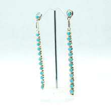 Load image into Gallery viewer, Zuni Sterling Silver Long Turquoise Bar Earrings
