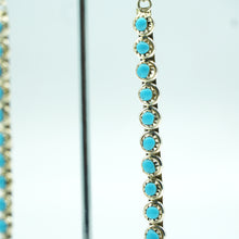 Load image into Gallery viewer, Zuni Sterling Silver Long Turquoise Bar Earrings
