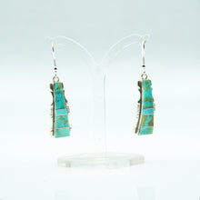 Load image into Gallery viewer, Zuni Sterling Silver Turquoise Inlay Dangle Earrings
