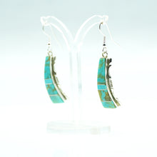 Load image into Gallery viewer, Zuni Sterling Silver Turquoise Inlay Dangle Earrings
