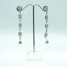 Load image into Gallery viewer, Zuni Sterling Silver Linked Turquoise Dangle Earrings
