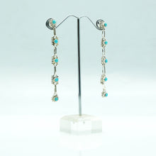 Load image into Gallery viewer, Zuni Sterling Silver Linked Turquoise Dangle Earrings
